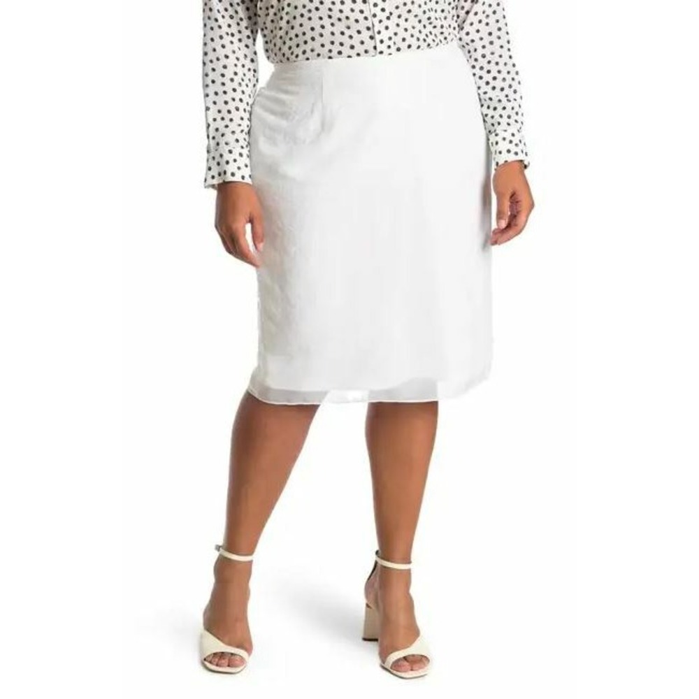 Calvin Klein Womens Eggshell White Sequined A-Line Midi Skirt SL8SF003 18W